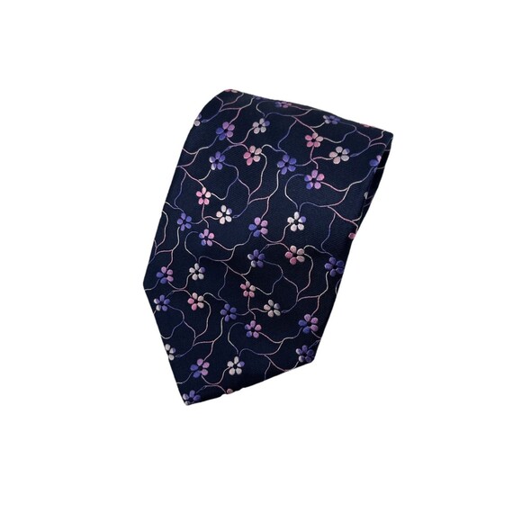 Dion Signature Men’s Blue Floral 100% Hand Crafted Silk Neck Tie  57.5" x 4" - Picture 1 of 8